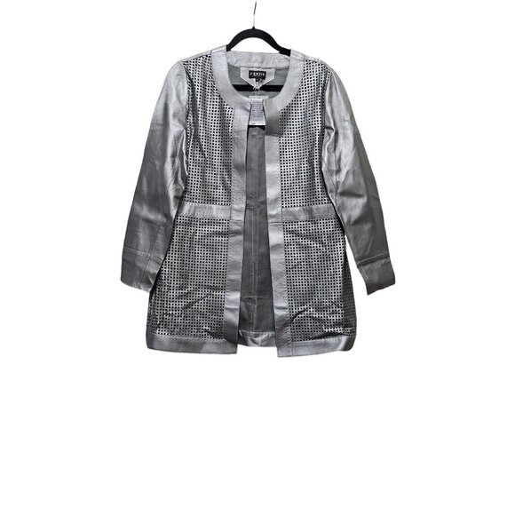 J'Envie Other - JEnvie New York Silver Perforated Leather Jacket L Lightweight Stylish Outerwear